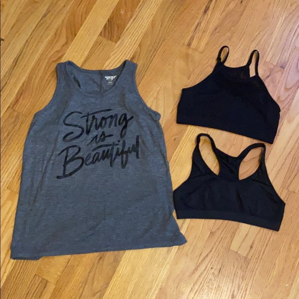 Girls workout tank and sports bra